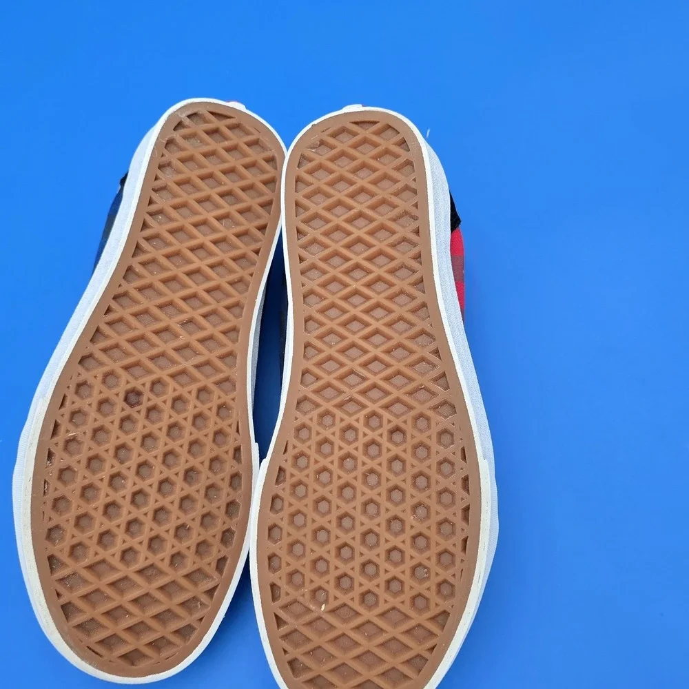 Vans Shoes Mens 4.5 Womens 6 Black Blue Red Suede Canvas Checkerboard Lace‎ Up